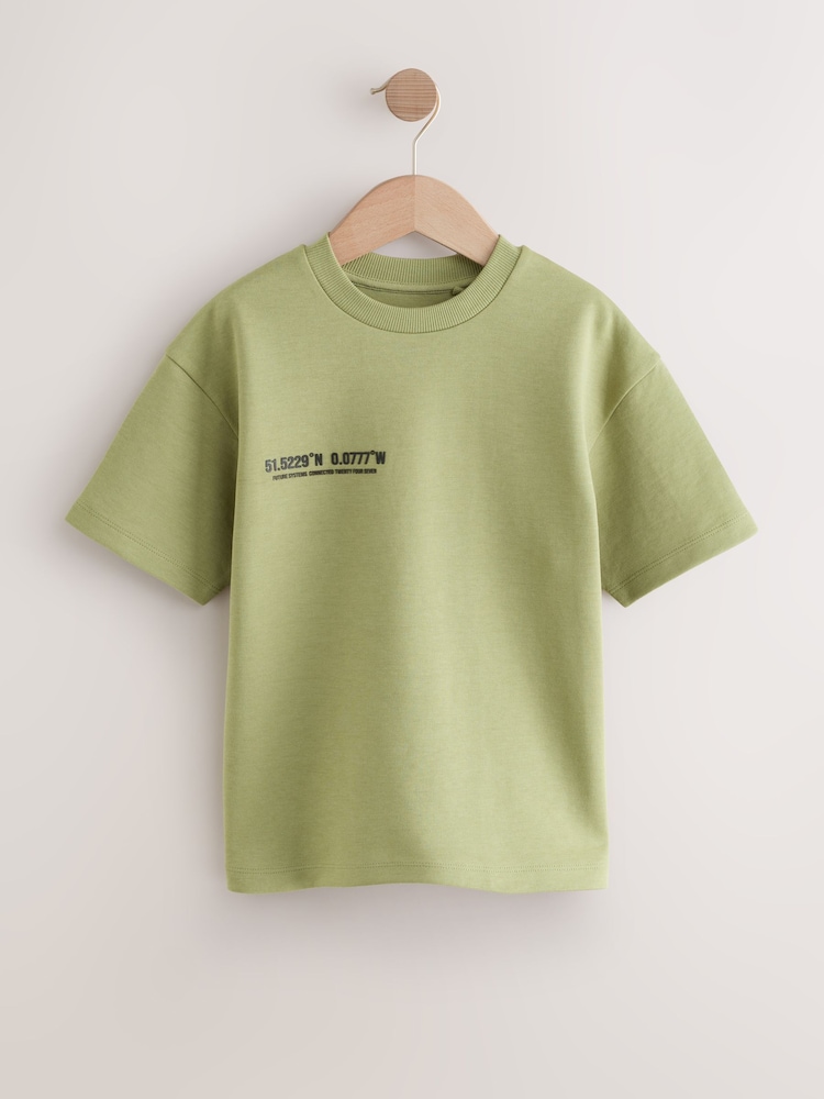 Green Khaki Graphic Print Heavyweight Short Sleeve T-Shirt (3-16yrs) - Image 1 of 4