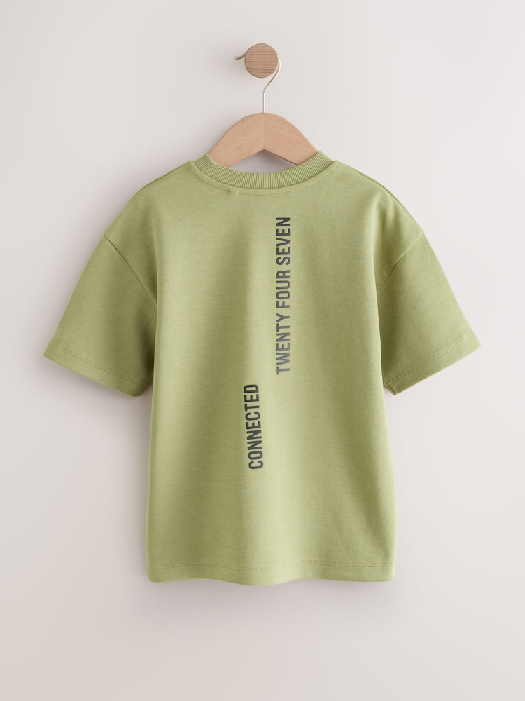 Green Khaki Graphic Print Heavyweight Short Sleeve T-Shirt (3-16yrs) - Image 2 of 4