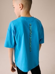 Cobalt Blue Pixel Smile Relaxed Fit Short Sleeve Graphic Print T-Shirt (3-16yrs) - Image 3 of 7