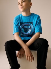 Cobalt Blue Pixel Smile Relaxed Fit Short Sleeve Graphic Print T-Shirt (3-16yrs) - Image 4 of 7