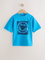 Cobalt Blue Pixel Smile Relaxed Fit Short Sleeve Graphic Print T-Shirt (3-16yrs) - Image 5 of 7