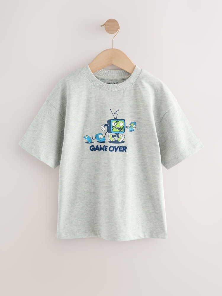 Grey Marl Character Relaxed Fit Short Sleeve Graphic Print T-Shirt (3-16yrs) - Image 1 of 4
