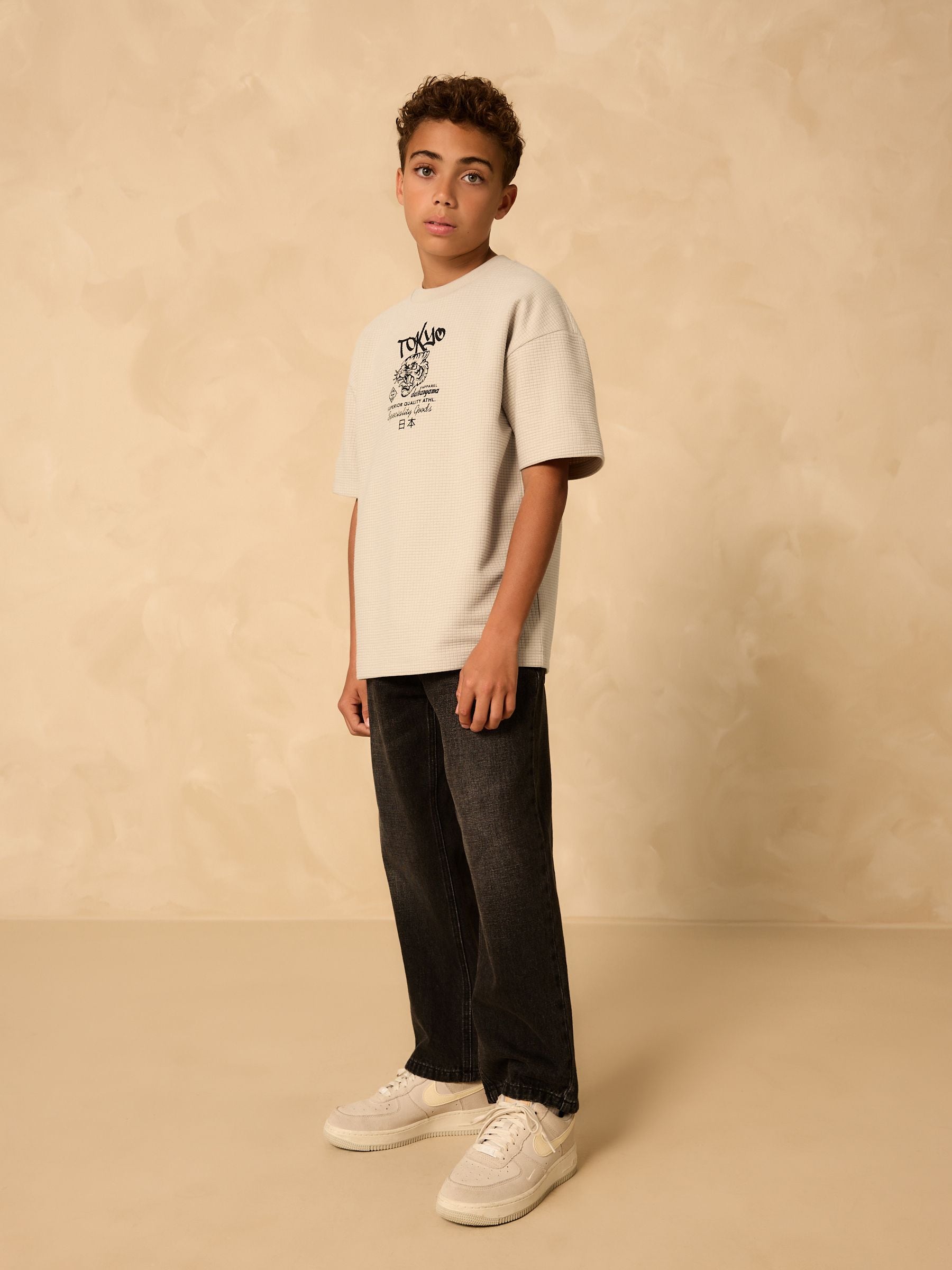 Buy Stone Tiger Graphic Textured Short Sleeve T-Shirt (3-16yrs