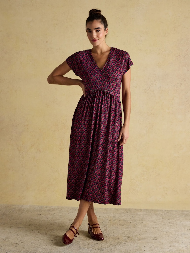 Nia Red Long Sleeve Midaxi Dress - Image 1 of 9