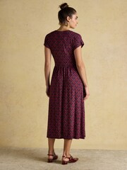 Nia Red Long Sleeve Midaxi Dress - Image 2 of 9