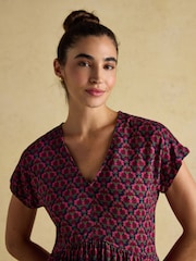 Nia Red Long Sleeve Midaxi Dress - Image 3 of 9