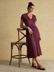 Nia Red Long Sleeve Midaxi Dress - Image 8 of 9