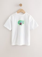 White Gamer Graffiti Relaxed Fit Short Sleeve Graphic Print T-Shirt (3-16yrs) - Image 1 of 4