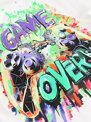 White Gamer Graffiti Relaxed Fit Short Sleeve Graphic Print T-Shirt (3-16yrs) - Image 3 of 4
