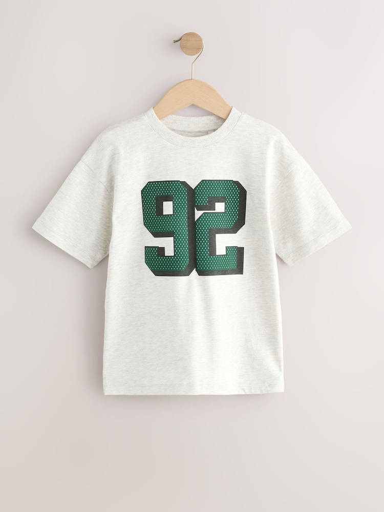 Grey Marl Varsity Relaxed Fit Short Sleeve Graphic Print T-Shirt (3-16yrs) - Image 1 of 4