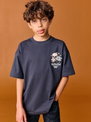 Blue Skull Back Print Relaxed Fit Short Sleeve Graphic Print T-Shirt (3-16yrs) - Image 2 of 6