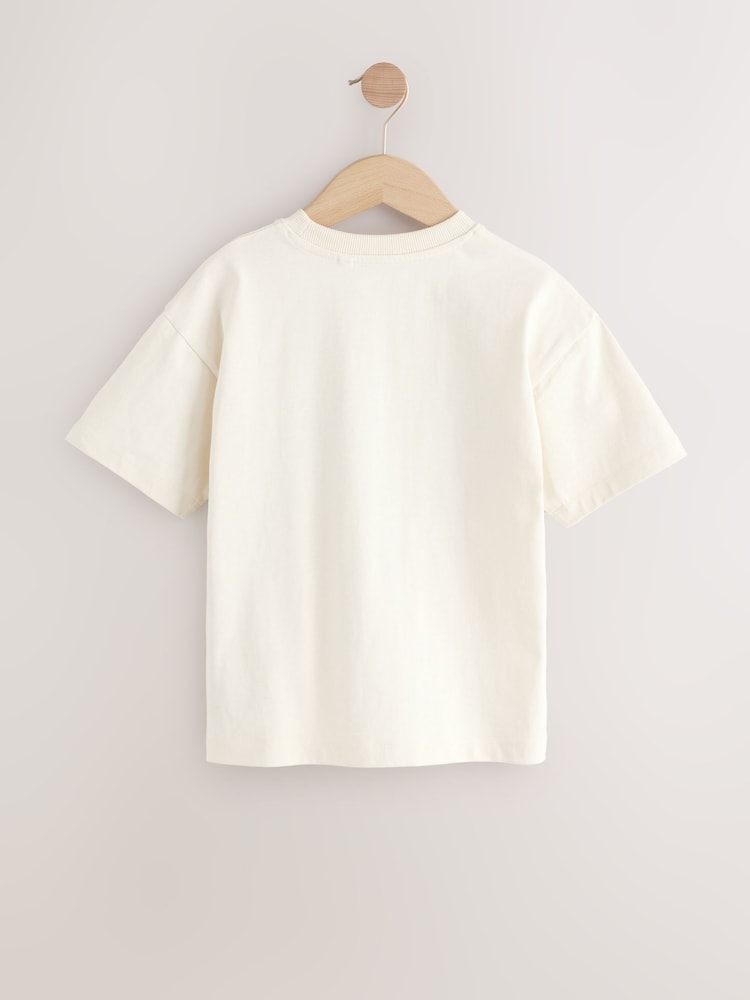 Ecru White Dragon Relaxed Fit Short Sleeve Graphic Print T-Shirt (3-16yrs) - Image 2 of 4 Ecru White Dragon Relaxed Fit Short Sleeve Graphic Print T-Shirt (3-16yrs) - Image 2 of 4