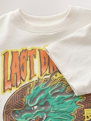 Ecru White Dragon Relaxed Fit Short Sleeve Graphic Print T-Shirt (3-16yrs) - Image 3 of 4