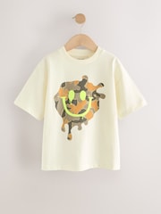 Ecru Camo Smile Relaxed Fit Short Sleeve Graphic Print T-Shirt (3-16yrs) - Image 4 of 7