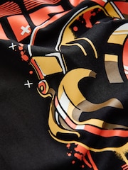 Black/Orange Headphones Short Sleeve Graphic Print T-Shirt (3-16yrs) - Image 3 of 4