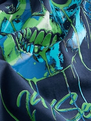 Blue Skull Headphones Relaxed Fit Short Sleeve Graphic Print T-Shirt (3-16yrs) - Image 4 of 4