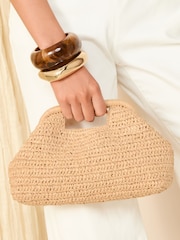 Friends Like These Natural Raffia Handle Clutch Bag - Image 1 of 7