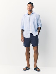Navy 100% Linen Drawstring Waist Shorts - Image 3 of 8
