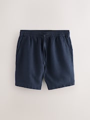 Navy 100% Linen Drawstring Waist Shorts - Image 5 of 8