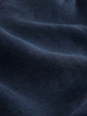 Navy 100% Linen Drawstring Waist Shorts - Image 8 of 8