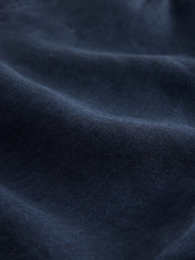 Navy 100% Linen Drawstring Waist Shorts - Image 8 of 8