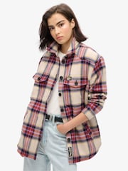 Superdry Brown Borg Check Overshirt - Image 1 of 4