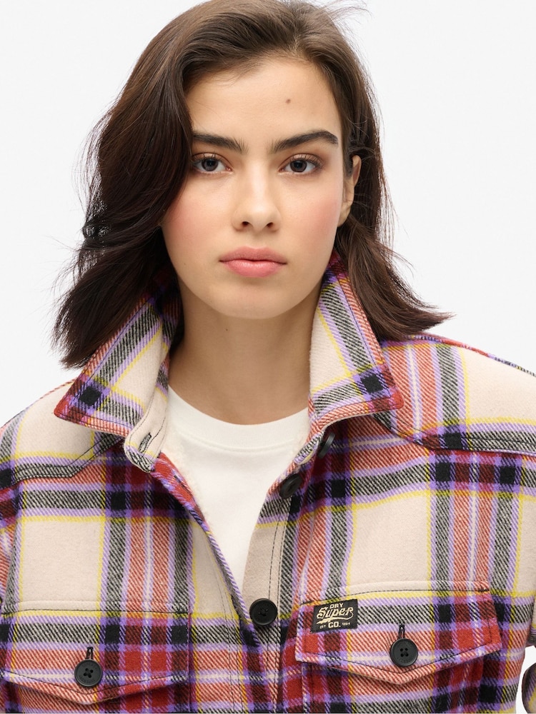 Superdry Brown Borg Check Overshirt - Image 4 of 4