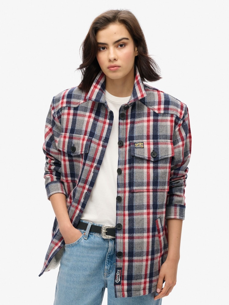 Superdry Red Borg Check Overshirt - Image 1 of 3