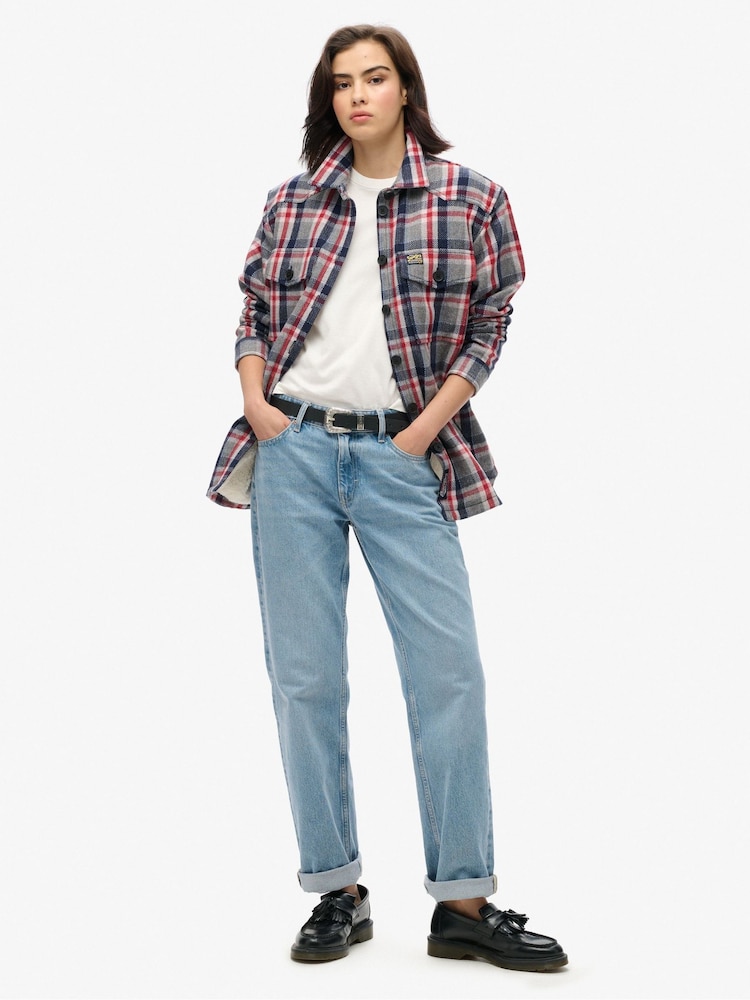 Superdry Red Borg Check Overshirt - Image 2 of 3