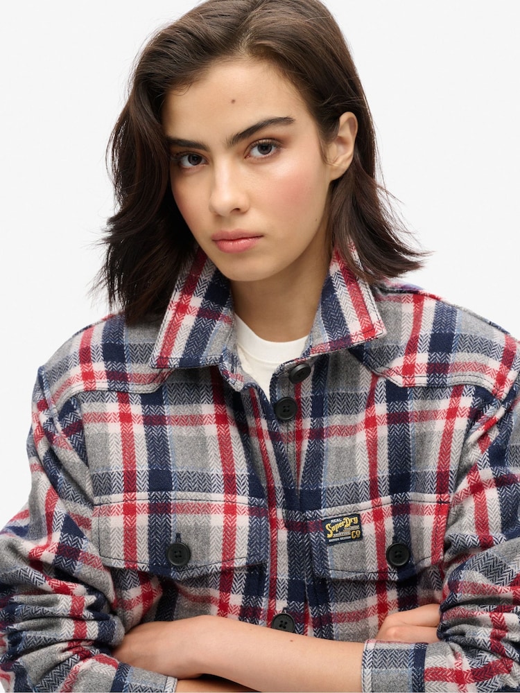 Superdry Red Borg Check Overshirt - Image 3 of 3