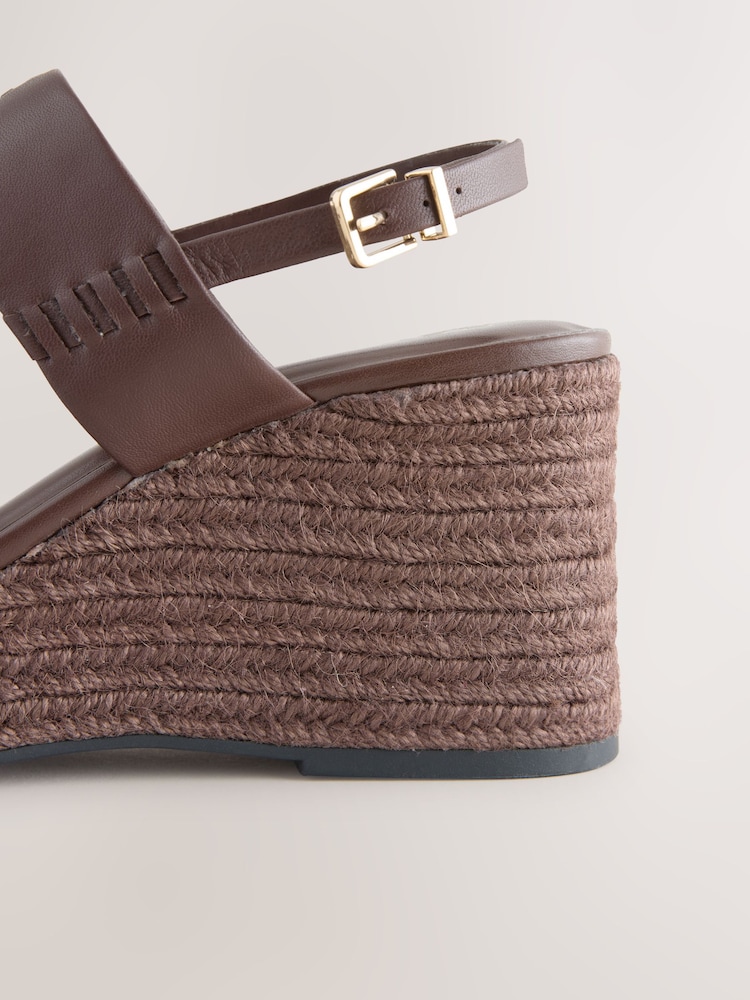 Chocolate Brown Forever Comfort® Premium Leather Craft Wedge Heels - Image 10 of 10
