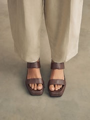 Chocolate Brown Forever Comfort® Premium Leather Craft Wedge Heels - Image 2 of 10
