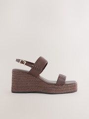 Chocolate Brown Forever Comfort® Premium Leather Craft Wedge Heels - Image 5 of 10