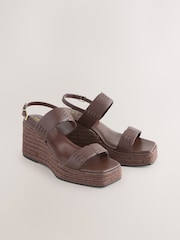 Chocolate Brown Forever Comfort® Premium Leather Craft Wedge Heels - Image 6 of 10