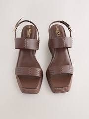 Chocolate Brown Forever Comfort® Premium Leather Craft Wedge Heels - Image 7 of 10