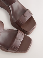 Chocolate Brown Forever Comfort® Premium Leather Craft Wedge Heels - Image 9 of 10