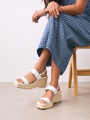 White Forever Comfort® Premium Leather Craft Wedge Heels - Image 1 of 8