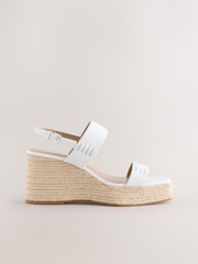 White Forever Comfort® Premium Leather Craft Wedge Heels - Image 4 of 8