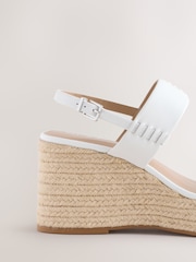White Forever Comfort® Premium Leather Craft Wedge Heels - Image 6 of 8