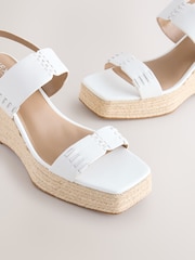 White Forever Comfort® Premium Leather Craft Wedge Heels - Image 7 of 8