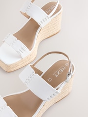 White Forever Comfort® Premium Leather Craft Wedge Heels - Image 8 of 8