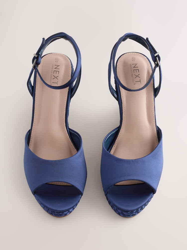 Azul marino - Forever Comfort® Satin Plaited Wedge Heels - Imagen 1 de 10 Azul marino - Forever Comfort® Satin Plaited Wedge Heels - Imagen 1 de 10