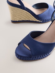 Navy Forever Comfort® Satin Plaited Wedge Heels - Image 10 of 10