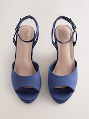 Navy Forever Comfort® Satin Plaited Wedge Heels - Image 7 of 10