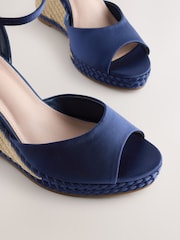Navy Forever Comfort® Satin Plaited Wedge Heels - Image 9 of 10