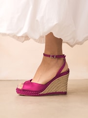 Pink Forever Comfort® Satin Plaited Wedge Heels - Image 1 of 10