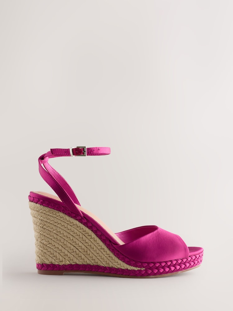 Rosa - Forever Comfort® Satin Plaited Wedge Heels - Imagen 1 de 10 Rosa - Forever Comfort® Satin Plaited Wedge Heels - Imagen 1 de 10