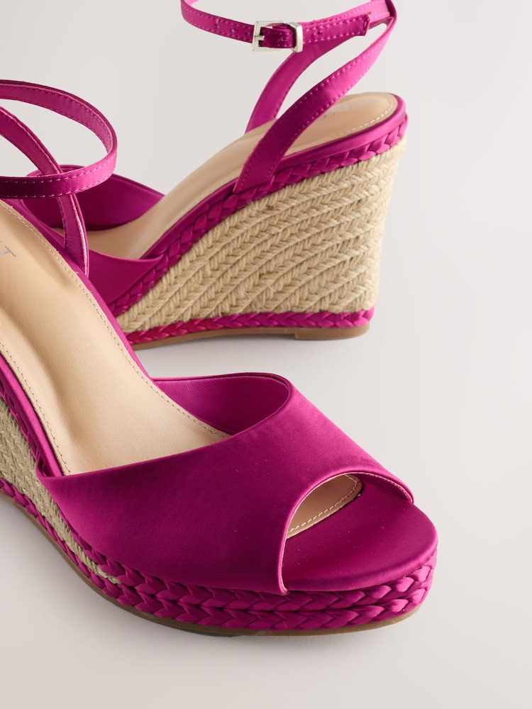 Pink Forever Comfort® Satin Plaited Wedge Heels - Image 10 of 10