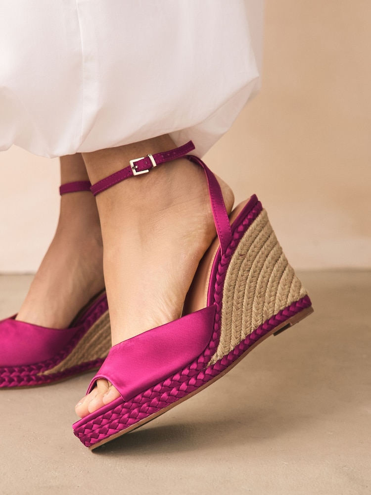 Pink Forever Comfort® Satin Plaited Wedge Heels - Image 2 of 10