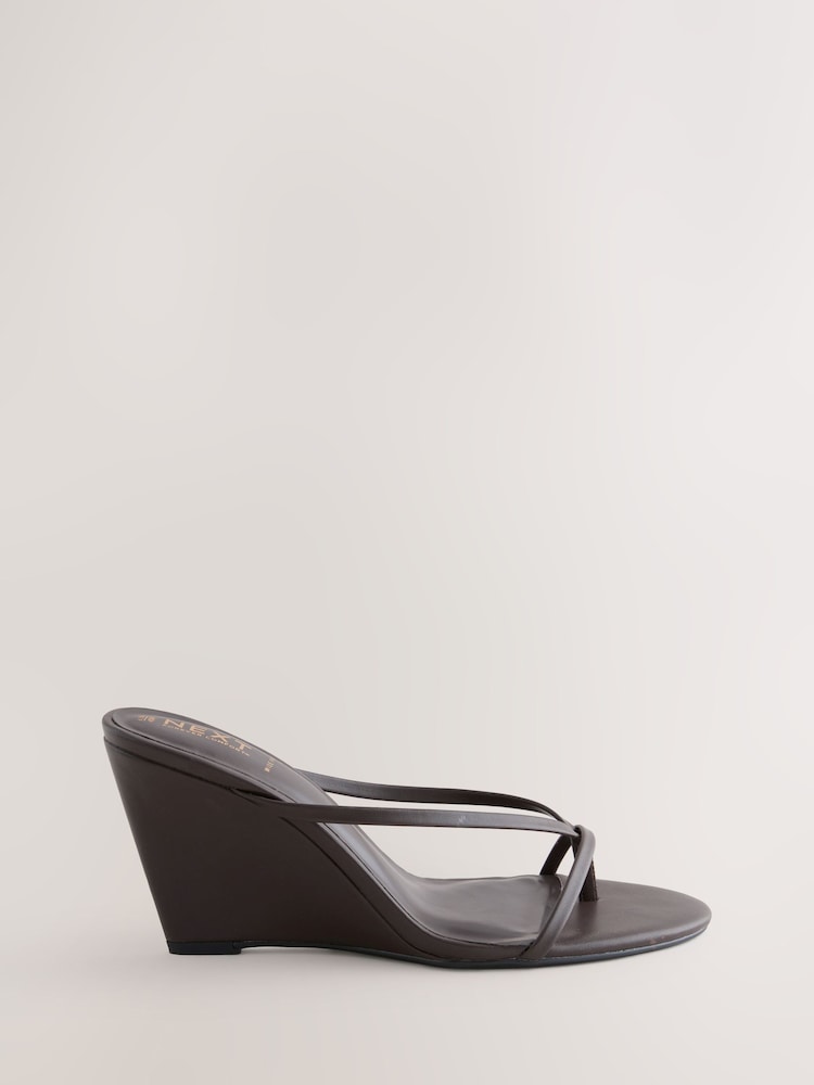 Chocolate Brown Forever Comfort® Toe Thong Wedge Heels - Image 1 of 4